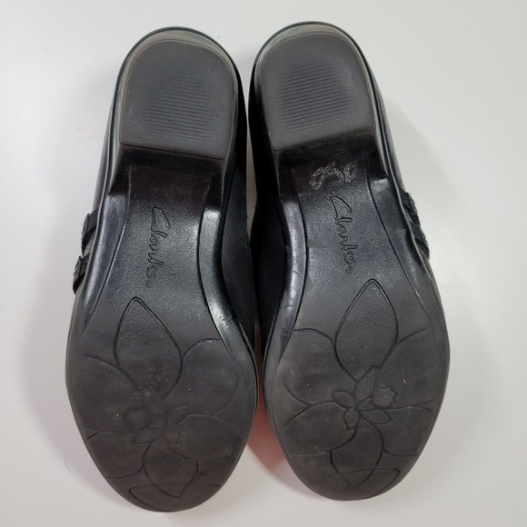 Clark's Bendables Womens Size 8.5 Black Leather Heeled Slip On Casual Dress Shoe - Picture 8 of 14